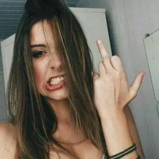 🖕 mulher, dedo do meio, ofensivo, gesto, garota telegram sticker