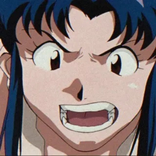 🦋 Misato Katsuragi Neon Genesis Evangelion anime, angry, face, misato telegram sticker