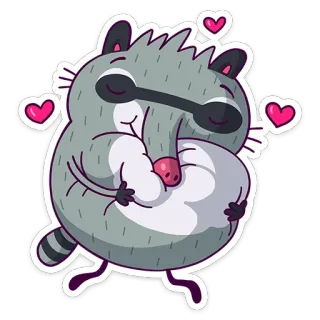😍 rakun, hati, cinta, imut, hewan, kartun telegram sticker