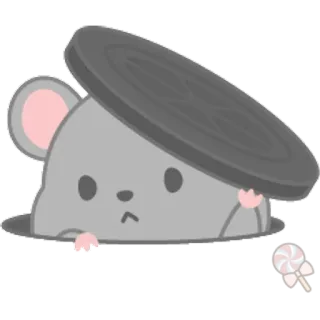 🐀 мышь, мультфильм, животное, милый, дыра, леденец telegram sticker