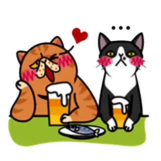 🍺 кот, пиво, пить, смешной, животное, наклейка, милый whatsapp sticker
