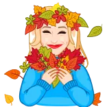 🍂 autumn, fall, leaves, woman, celebration, seasonal, nature telegram sticker