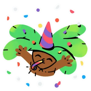 🎉 fête, soirée, confettis, festif, dessin animé, amusant, joyeux, célébration telegram sticker