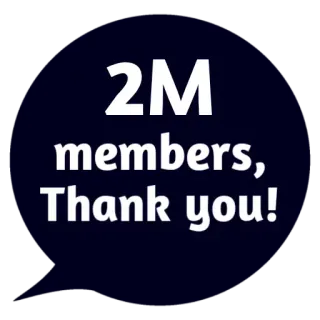 😵 2M members, Thank you! 2M membros, Obrigado, Comunidade, Celebração telegram sticker