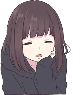 😑 animé, fille, mignon, triste, illustration telegram sticker