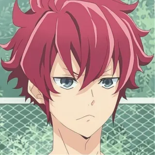⛸️ Anime, Manga, Charakter, rote Haare, männlich, ernst, Porträt whatsapp sticker