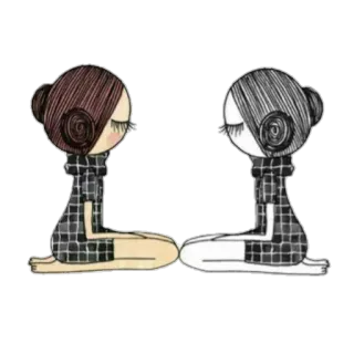 🙇 ragazza, seduta, illustrazione, arte, figura, pacifico telegram sticker