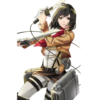 🗡 Mikasa Ackerman Attack on Titan anime, attack on titan, mikasa ackerman, zwaarden, militair telegram sticker