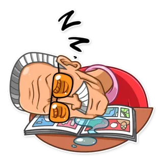 😴 sleepy, nap, comic book, tired, reading, cartoon, sleeping telegram sticker