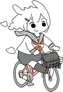 🚲 cartoon, schoolgirl, bike, anime, cute, riding, cycling whatsapp sticker