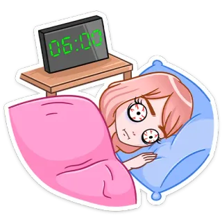 😩 05:00 сонный, уставший, рано, кровать, будильник, часы telegram sticker