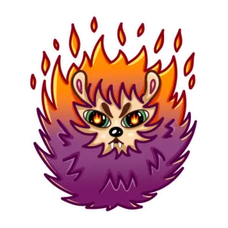 😡 en colère, hérisson, feu, dessin animé, animal whatsapp sticker