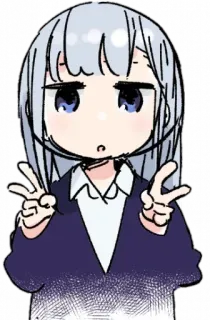 ✌️ Аниме, Манга, Милый, Девушка, Знак мира, Персонаж telegram sticker