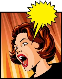 😵 femme, surprise, choqué(e), cri, dessin animé, illustration, bouche ouverte telegram sticker