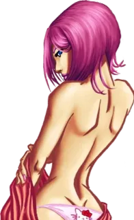 ⏮ anime, capelli rosa, Hello Kitty, ragazza, bikini whatsapp sticker