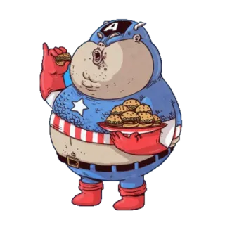 🍔 Captain America Captain America, superhero, burger, makanan, kartun, komik, parodi whatsapp sticker