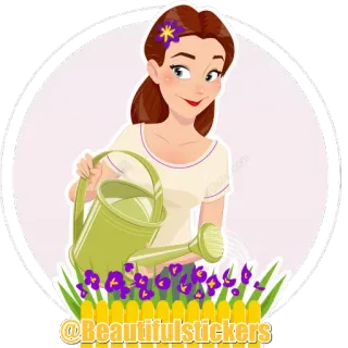 🎍 @Beautifulstickers mulher, regando, flores, jardinagem, adesivo telegram sticker