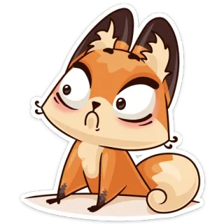 😐 lis, kreskówka, zwierzę, słodki, naklejka telegram sticker