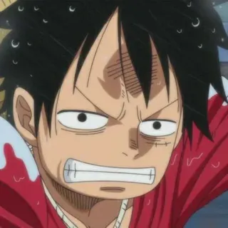 👑 Monkey D. Luffy One Piece Anime, Dibujos animados, Manga, Enojado, Pirata telegram sticker