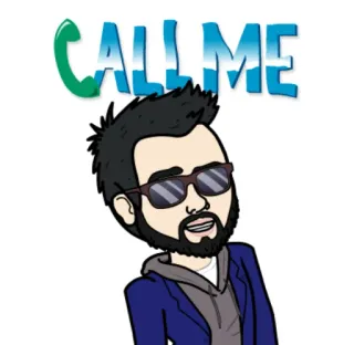 💋 CALL ME liga, mim, desenho animado, personagem, Bitmoji, óculos de sol, telefone telegram sticker