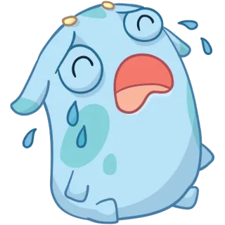 😫 Dessin animé, Mignon, Triste, Pleurs, Emoji, Bleu whatsapp sticker