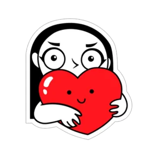 ❤ amore, cuore, abbraccio, cartoni animati, adesivo whatsapp sticker