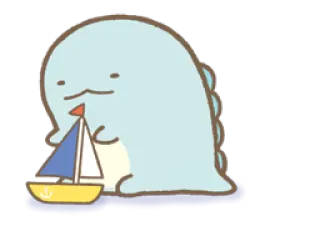 😏 carino, dinosauro, barca, cartone animato whatsapp sticker