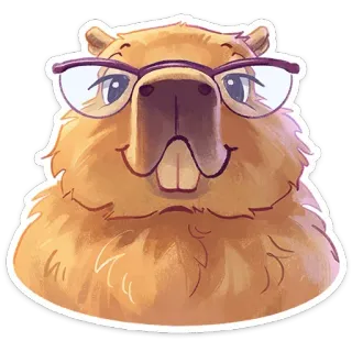 🤓 капибара, животное, очки, милый, грызун, стикер telegram sticker