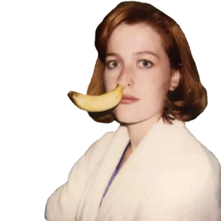🍌 donna, banana, ritratto, accappatoio, cibo, Gillian Anderson telegram sticker