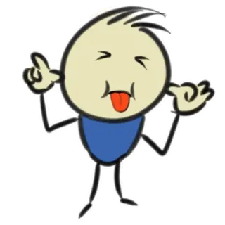 😜 bonhomme allumette, tire la langue, idiot, dessin animé, drôle, nigaud telegram sticker