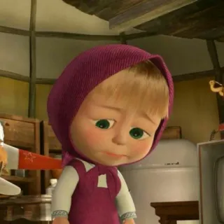 😔 Masha Masha and the Bear cartoon, verdrietig, meisje, Masja, beer telegram sticker