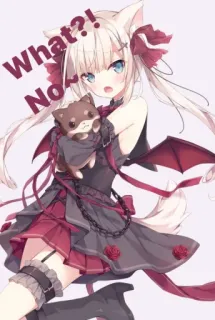 😣 What?! No Anime, Chica gato, Lindo, Kawaii, Manga, Fantasía telegram sticker