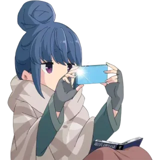 🙂 Anime, Mädchen, Kamera, Buch, Camping, Charakter whatsapp sticker