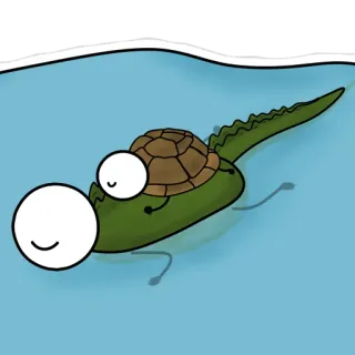🙂 tartaruga, jacaré, desenho animado, animais, répteis, natação, fofo whatsapp sticker