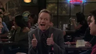 👍 Barney Stinson How I Met Your Mother pollice in su, Barney Stinson, How I Met Your Mother, serie TV, commedia telegram sticker