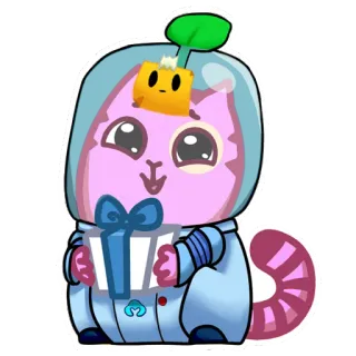 🎁 cat, gift, cute, cartoon, sticker, animal telegram sticker