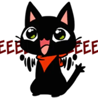 😃 chat, animal, chaton, mignon, dessin animé, chat noir telegram sticker