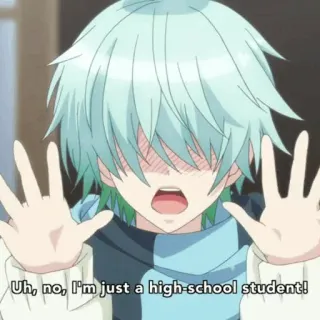 ⏱ Uh, no, I'm just a high-school student! anime, high school, student, blush telegram sticker