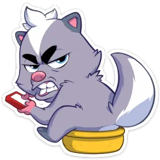 😡 puzzola, arrabbiato, cartone animato, animale, adesivo, roditore, cellulare, contrariato telegram sticker
