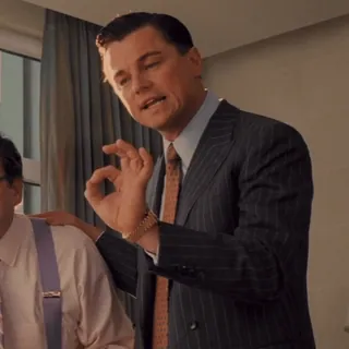 👌 Leonardo DiCaprio, actor, gesto, signo OK, traje, El lobo de Wall Street telegram sticker
