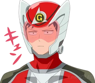 🙂 キュン аниме, шлем, красный костюм, краснеет, милый, стикер telegram sticker