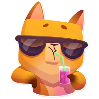 😎 猫, サングラス, 飲み物, 可愛い, 動物, 漫画 telegram sticker
