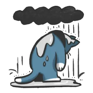 😓 triste, lluvia, nube, gato, deprimido, dibujo telegram sticker