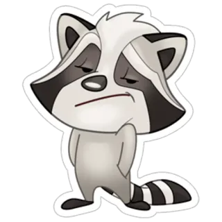 😕 Waschbär, Tier, Cartoon, traurig, süß, Aufkleber telegram sticker