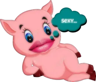 🐷 Sexy... หมู, เซ็กซี่, การ์ตูน, สัตว์, ริมฝีปาก telegram sticker