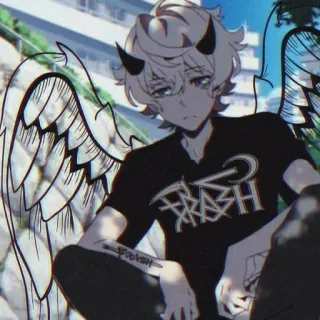 ☯️ TRASH Аниме, Дьявол, Ангел, Мусор, Мультфильм, Персонаж telegram sticker