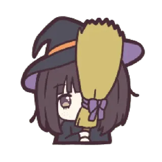 👀 Hexe, Besen, Halloween, Anime, Magie, süß telegram sticker