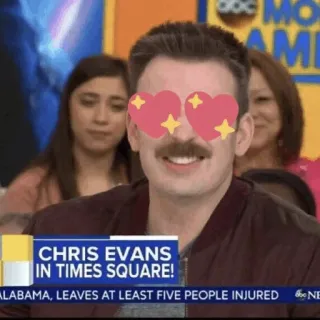 🌪 Chris Evans CHRIS EVANS IN TIMES SQUARE! ator, celebridade, olhos de coração, Times Square, Alabama telegram sticker