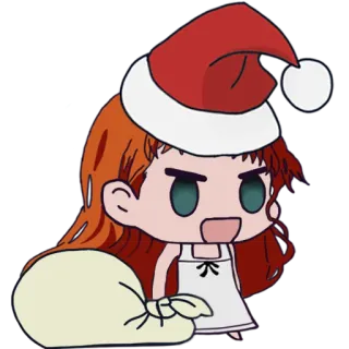🎄 christmas, chibi, santa hat, cute, cartoon telegram sticker