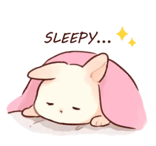 😪 SLEEPY... sleepy, cute, animal, cartoon, resting, tired, bunny telegram sticker